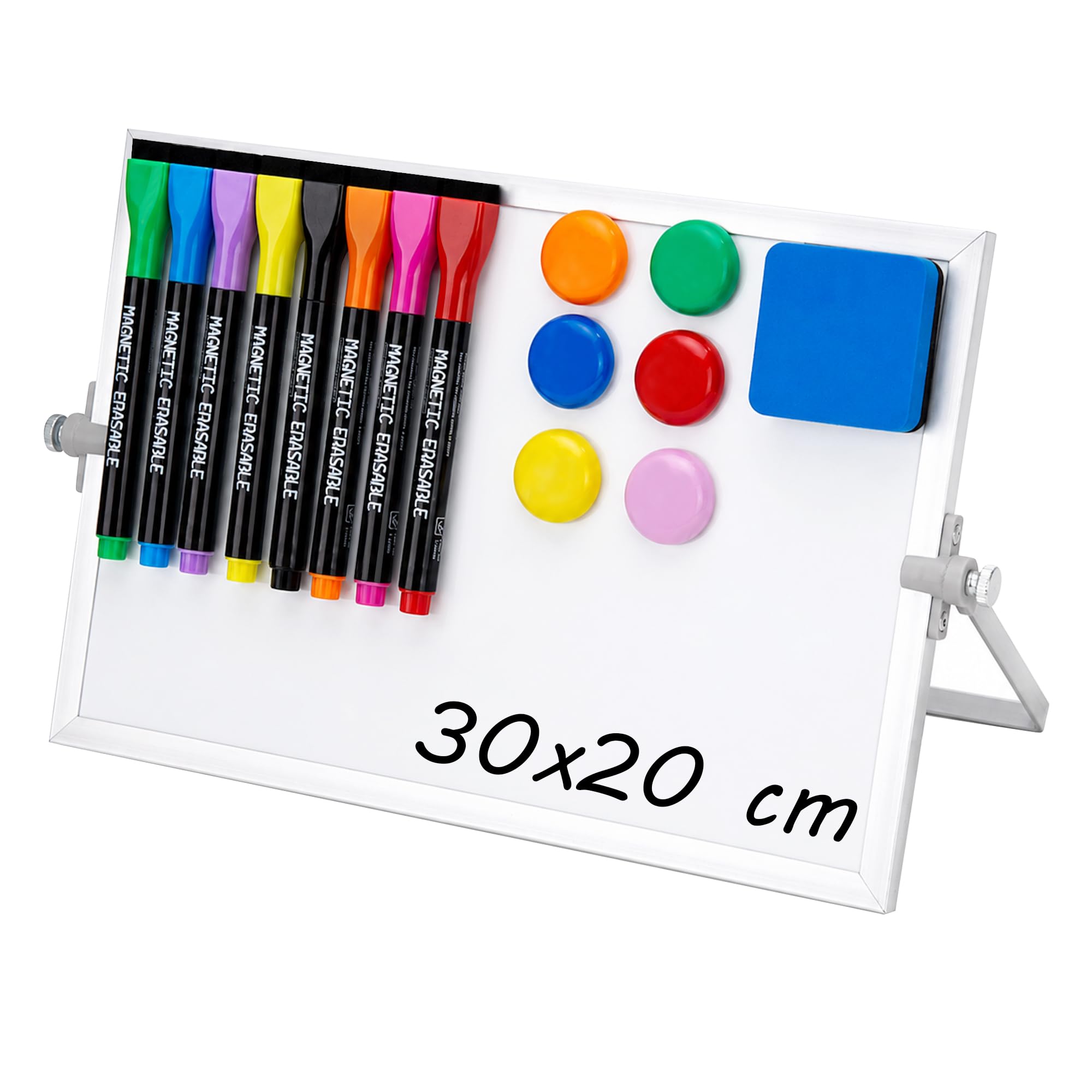 JEFURE A4 Dry Erase Whiteboard with Stand, 30 x 20 cm, Aluminium Frame