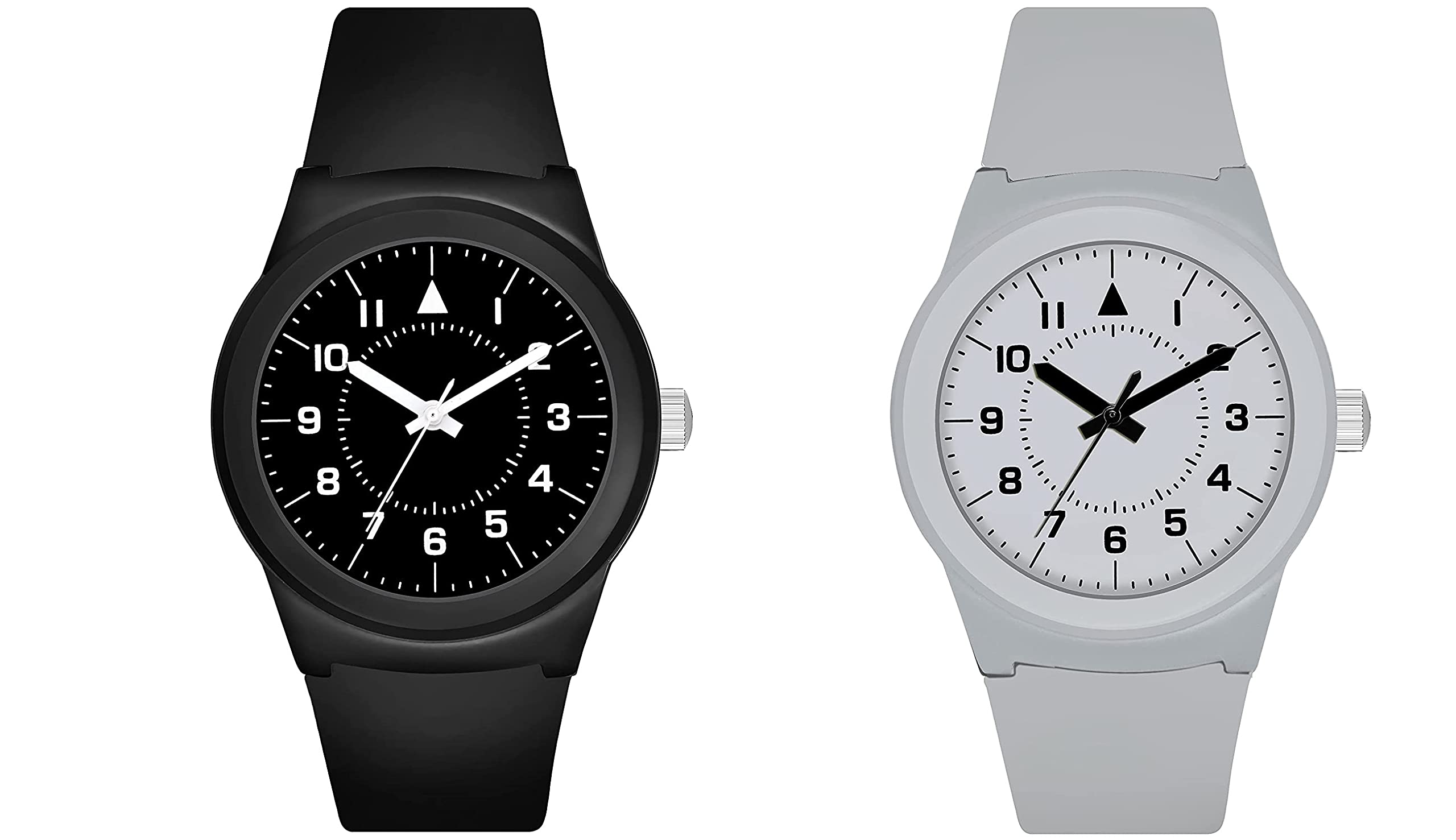Watch City Brand - Analogue Watch Waterproof Sport Look Silicone Strap Waterproof Watch for Mens Kids- Combo Pack of 2 Black & White (B0B49CQJ43) Amazon Price History, Amazon Price Tracker