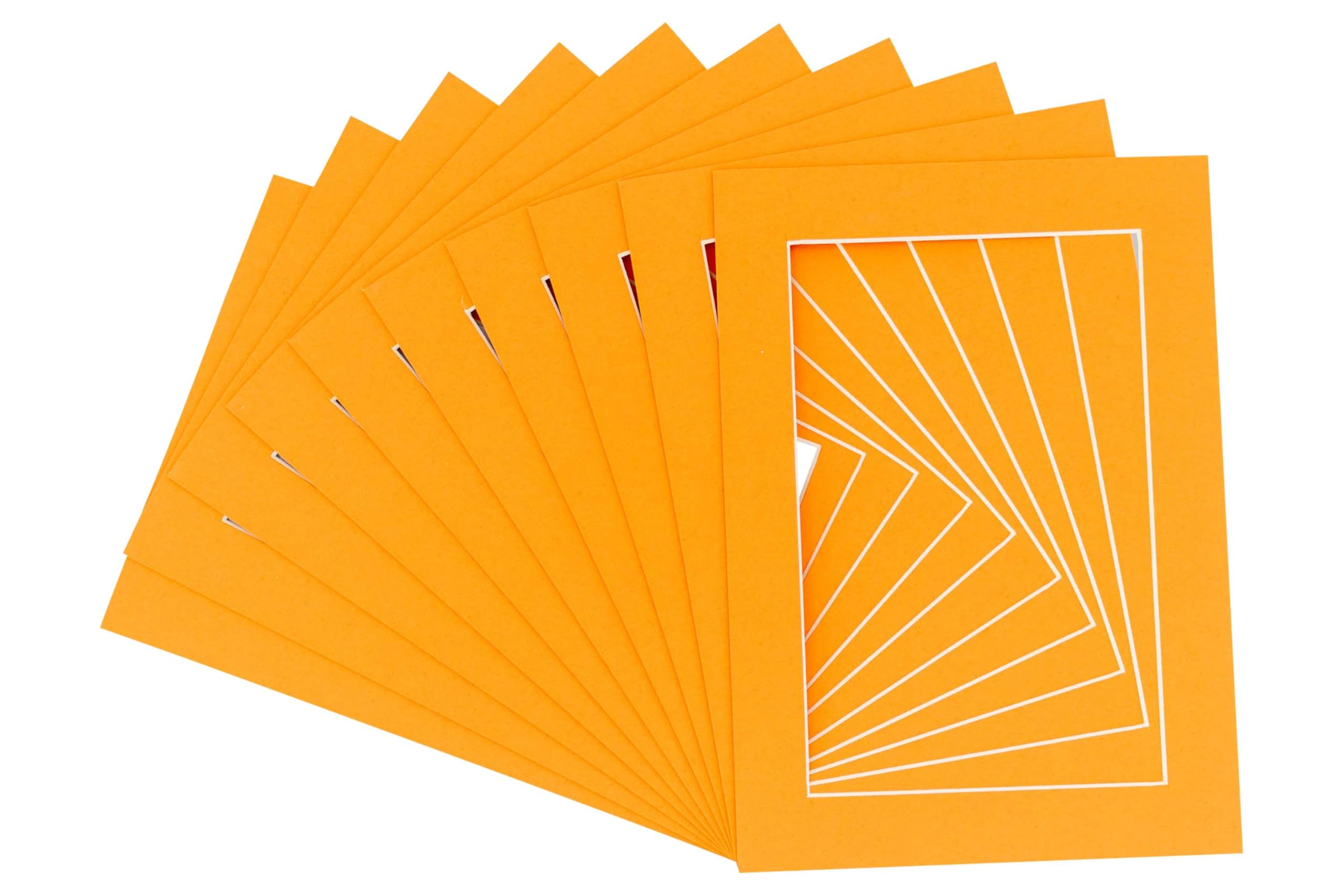 Pack of 25 Acid Free 16x20 Mats Bevel Cut for 13x16 Photos - Orange Precut Matboards With Backing Boards and Clear Photo Mat Bags For Pictures, Photos, Framing - 4-ply Thickness