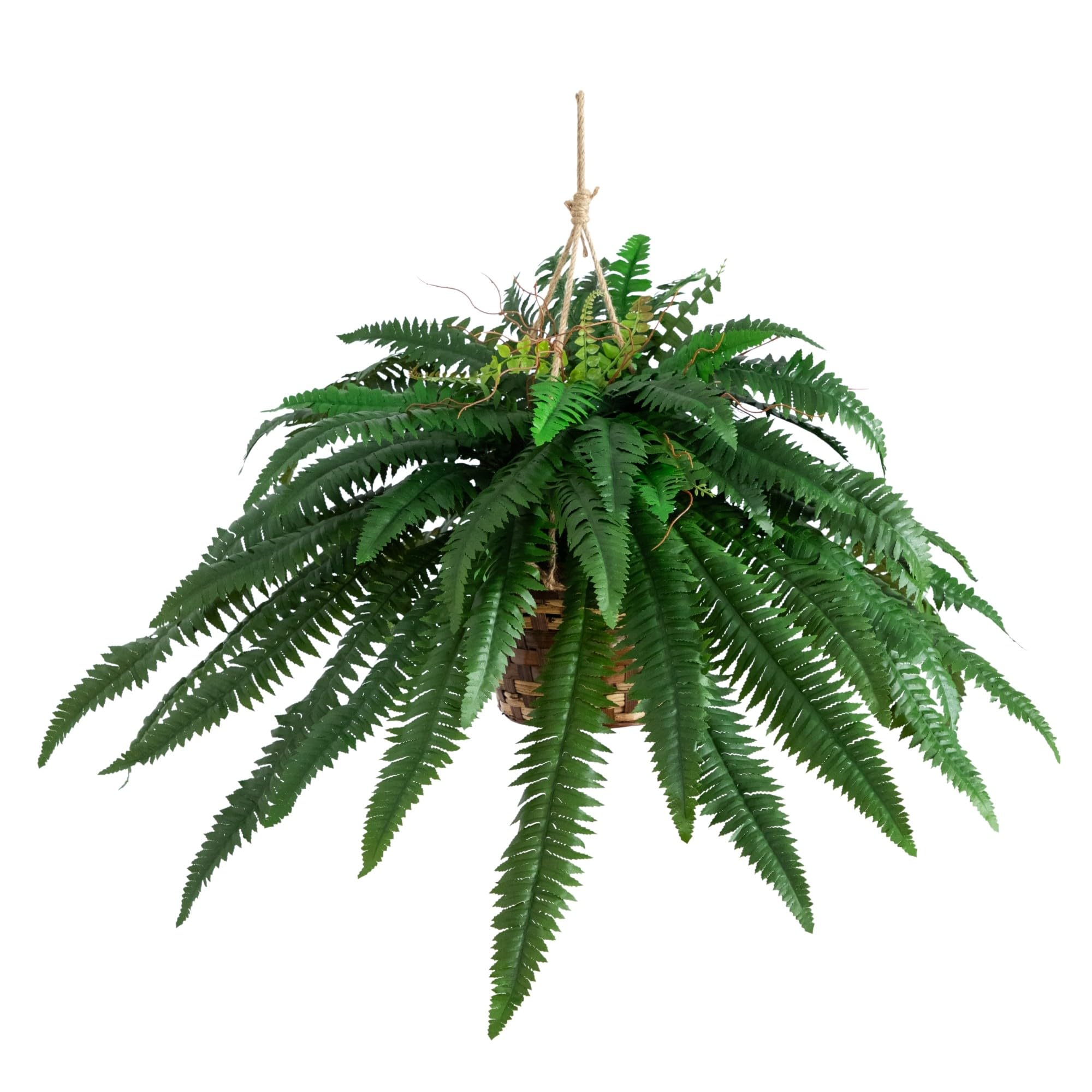 Nearly Natural 6774 22in. Large Boston Fern Hanging Basket,Green