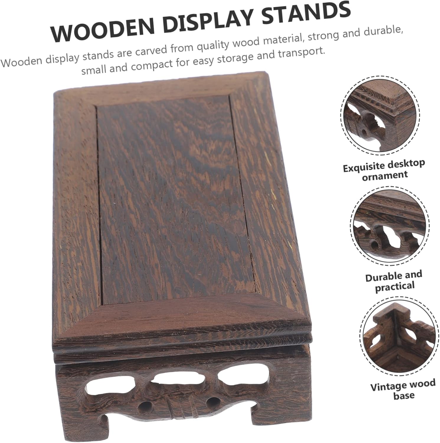 BESPORTBLE 3pcs Bonsai Holder Wooden Plant Stand Vintage Style Vase Display Rack Home Decor Stand