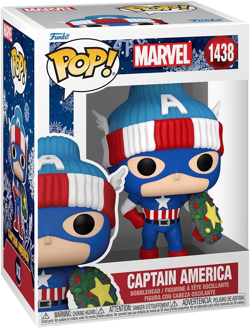 Funko Pop! Marvel: Holiday – Capt. Captain America - Marvel Comics - Collectable Vinyl Figure - Gift Idea - Official Merchandise - Toys for Kids & Adults - Comic Books Fans