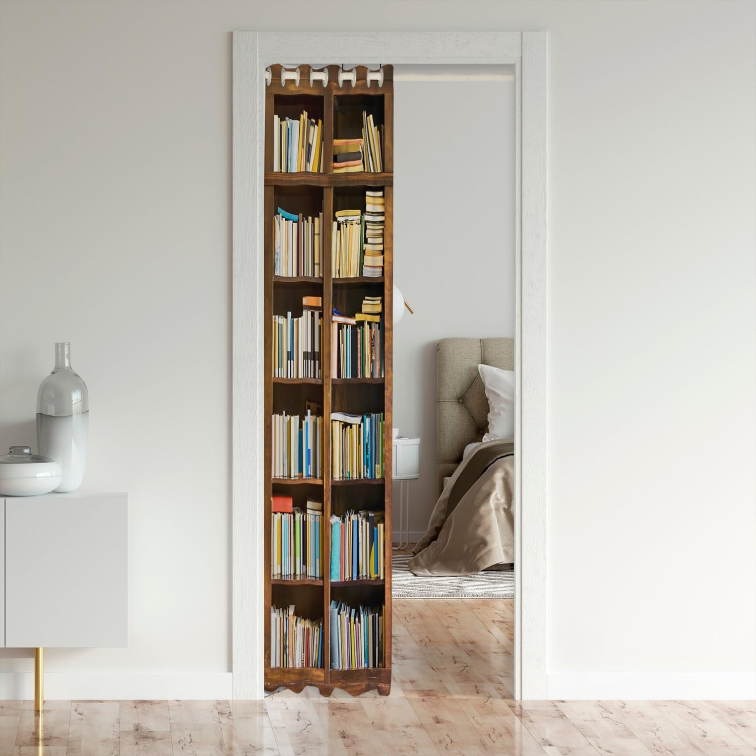 Tende In Tessuto Con Stampa Libreria – 2 Pannelli 106,7x113 Cm, Oscuranti 30%, Con Tasca Porta Asta, Per Camera Da Letto E Studio