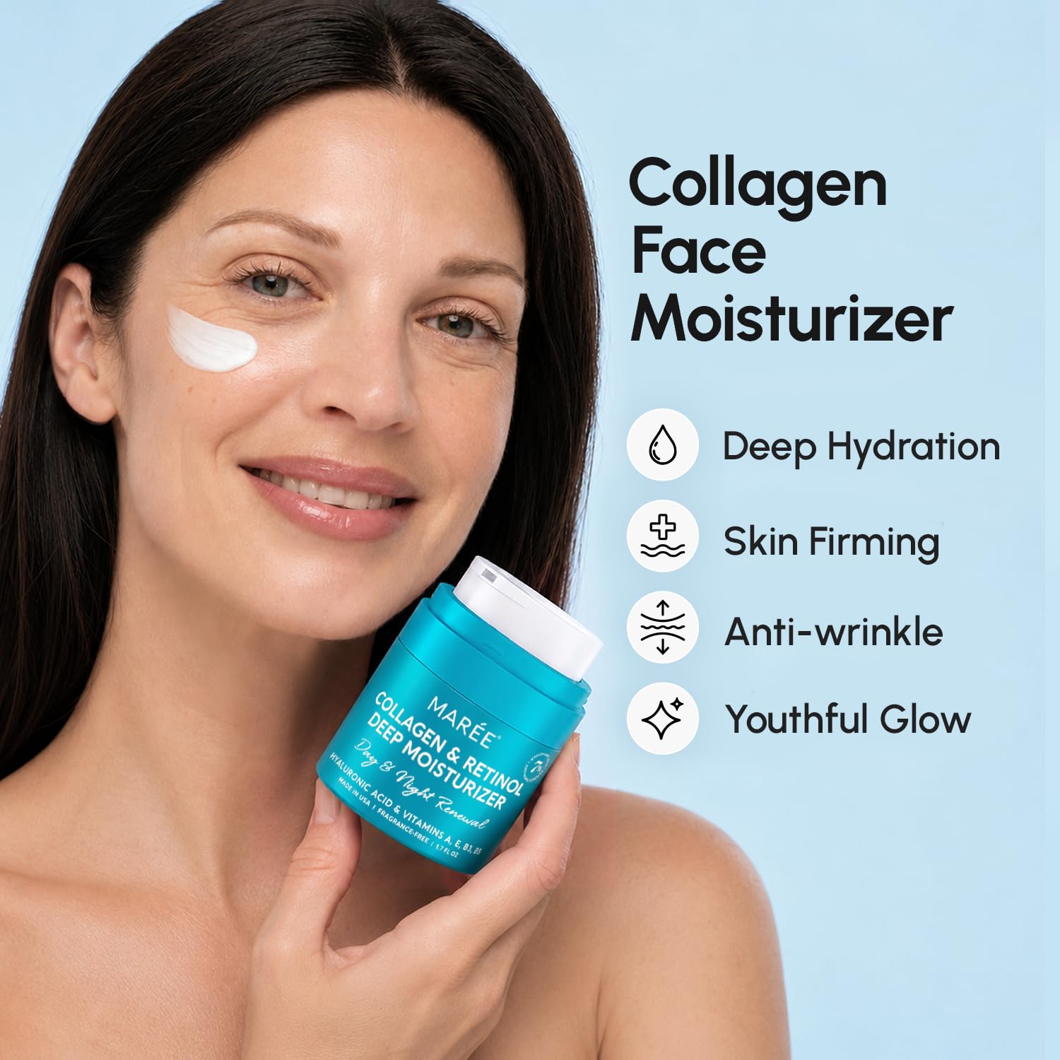 MAREE Retinol-Feuchtigkeitscreme für das Gesicht, Anti-Aging-Gesichtscreme, feuchtigkeitsspendende Gesichtscreme mit Kollagen