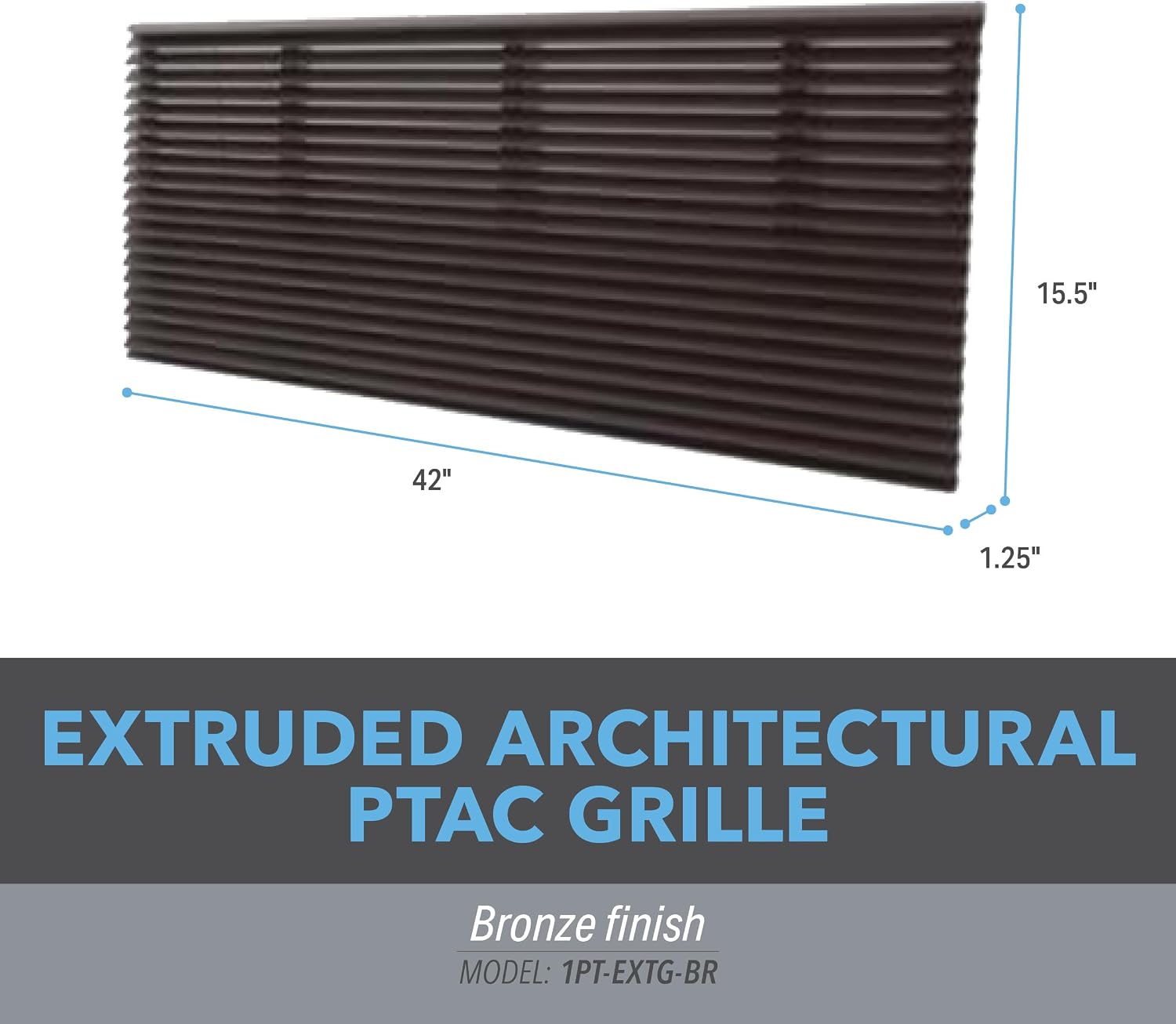 Perfect Aire 1PT-EXTG-BR Extruded Architectural PTAC Grille, 15.31-Inches L x 41.85-Inches W x 1.14-Inches H, Bronze