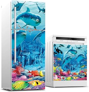 Buzdolabı ve Bulaşık Makinası Beyaz Eşya Sticker Kaplama Yunus Balığı