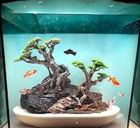 Vista 6 de Novelsite Decoración de Pecera - Árboles Bonsái con Musgo Artificial - Rocas de Acuario para Paisajismo Acuático - Hecho de Arenisca, Decoraciones