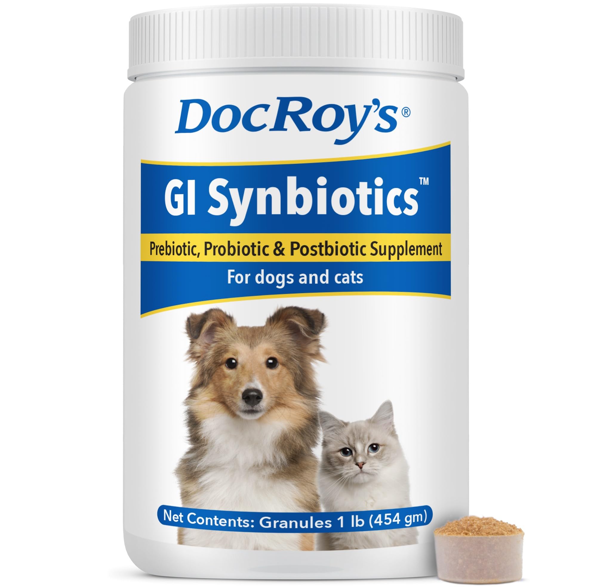 Revival Animal Health Doc Roy's GI Synbiotics- Probiotic & Prebiotic Supplement - for Dogs and Cats- 454 gm Granules