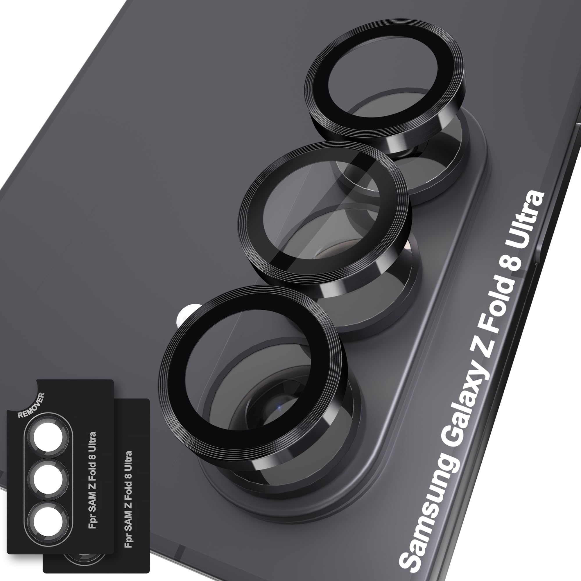 Orzero 9H Glass Camera Lens Protector for Z Fold 8 Ultra-Black, 2 Set