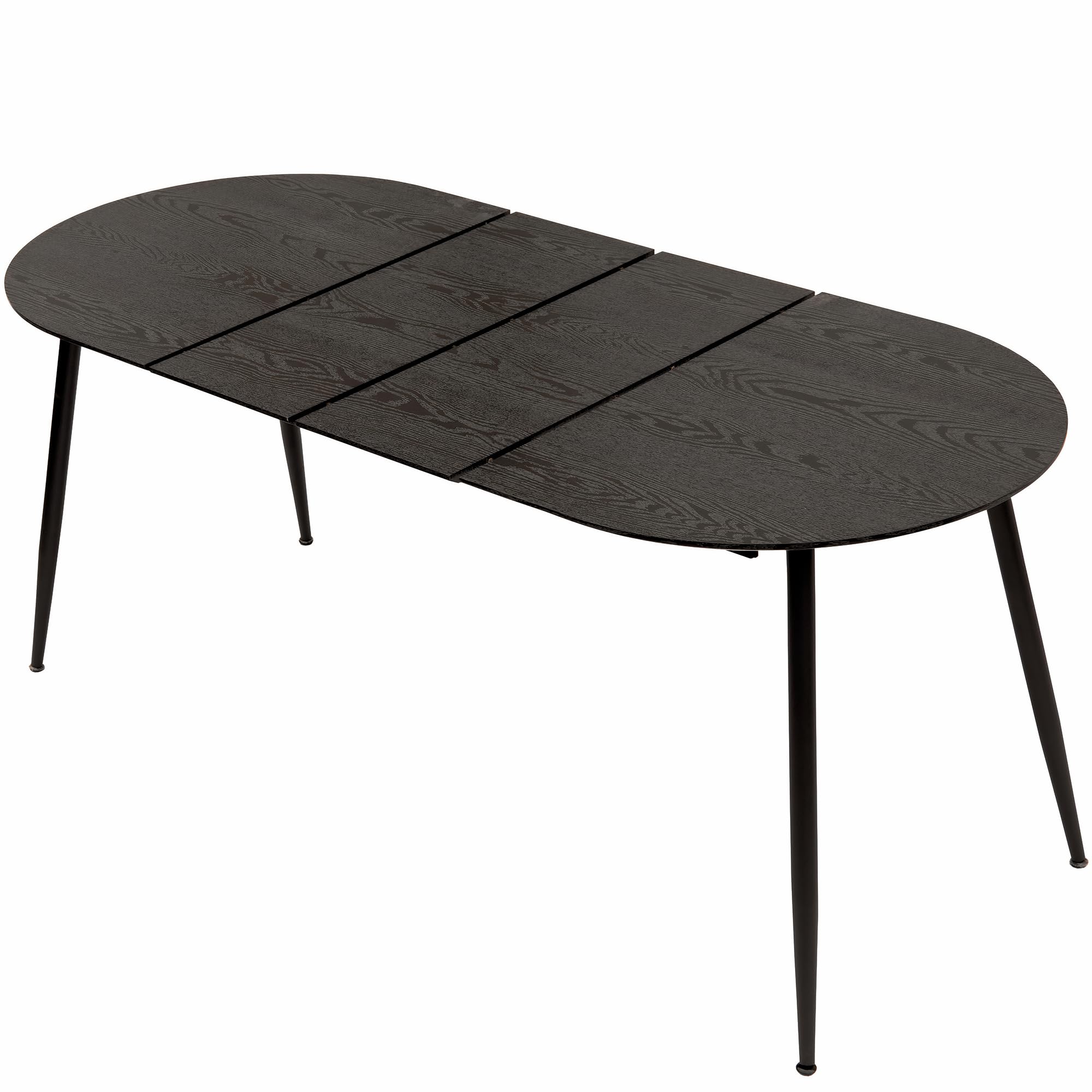 Tavolo da pranzo Rodrigo allungabile 120-150-180 x 80 cm, 4-10 persone, tavolo da cucina ovale con struttura in metallo, per cucina, sala da pranzo, effetto legno, colore: nero