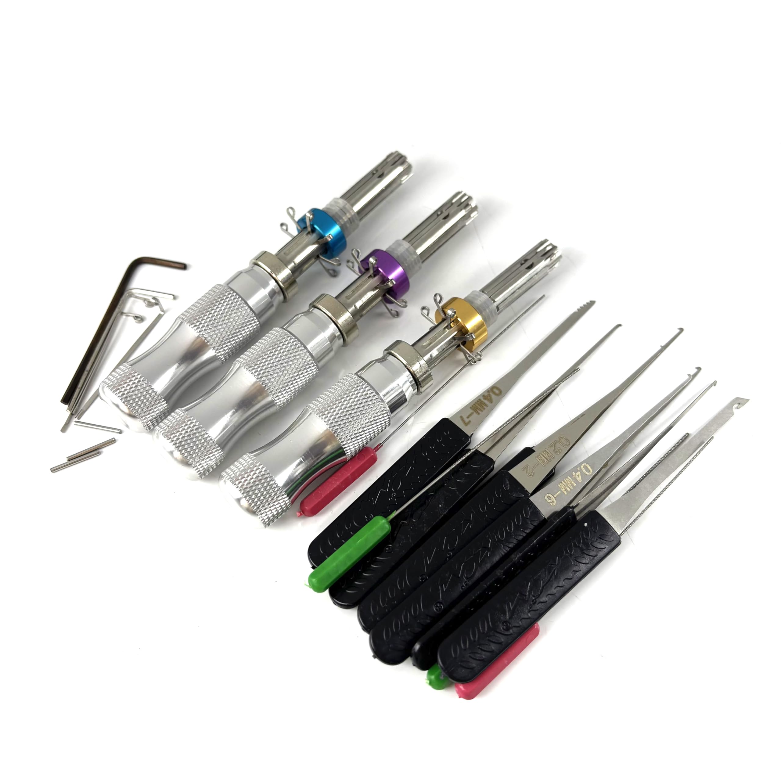 Tpm Go Silver 3Pcs Tubular Lock Pick Tools With Transparent Tubular Lock,Locksmith Practice Set