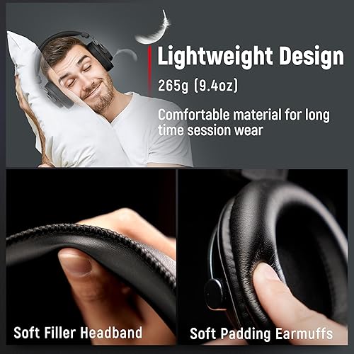 Miniatura 5 de FIFINE Auriculares de monitor de estudio para grabación sobre el oído, auriculares con cable para monitoreo de podcasts, equipo cómodo de