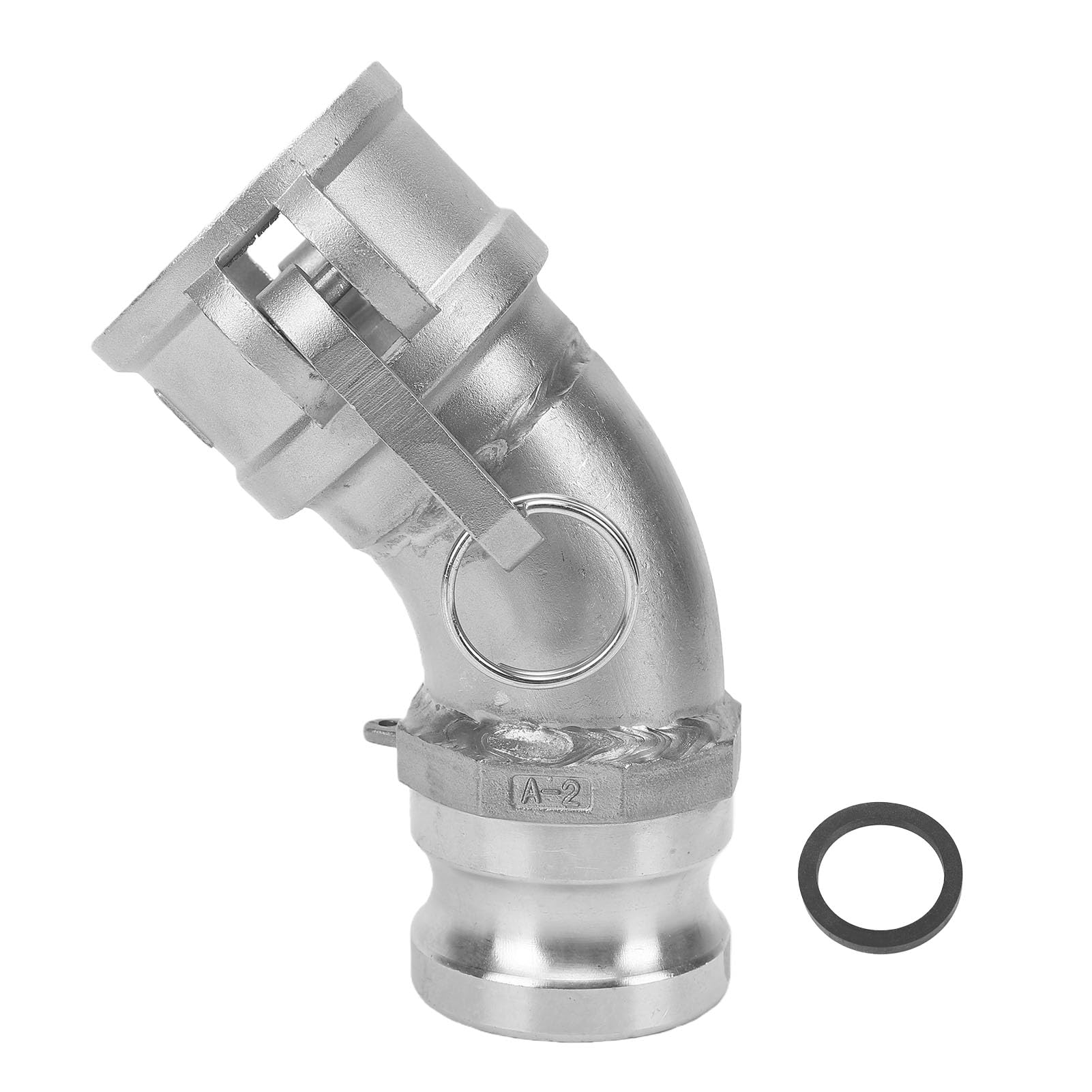 VBESTLIFE Conector de Manguera con Ranura y Leva DA, Codo de 45 Grados | Acoplamiento de manguera Camlock de rosca hembra de 2 pulgadas x rosca macho de 2 pulgadas, para agua gasolina aceite