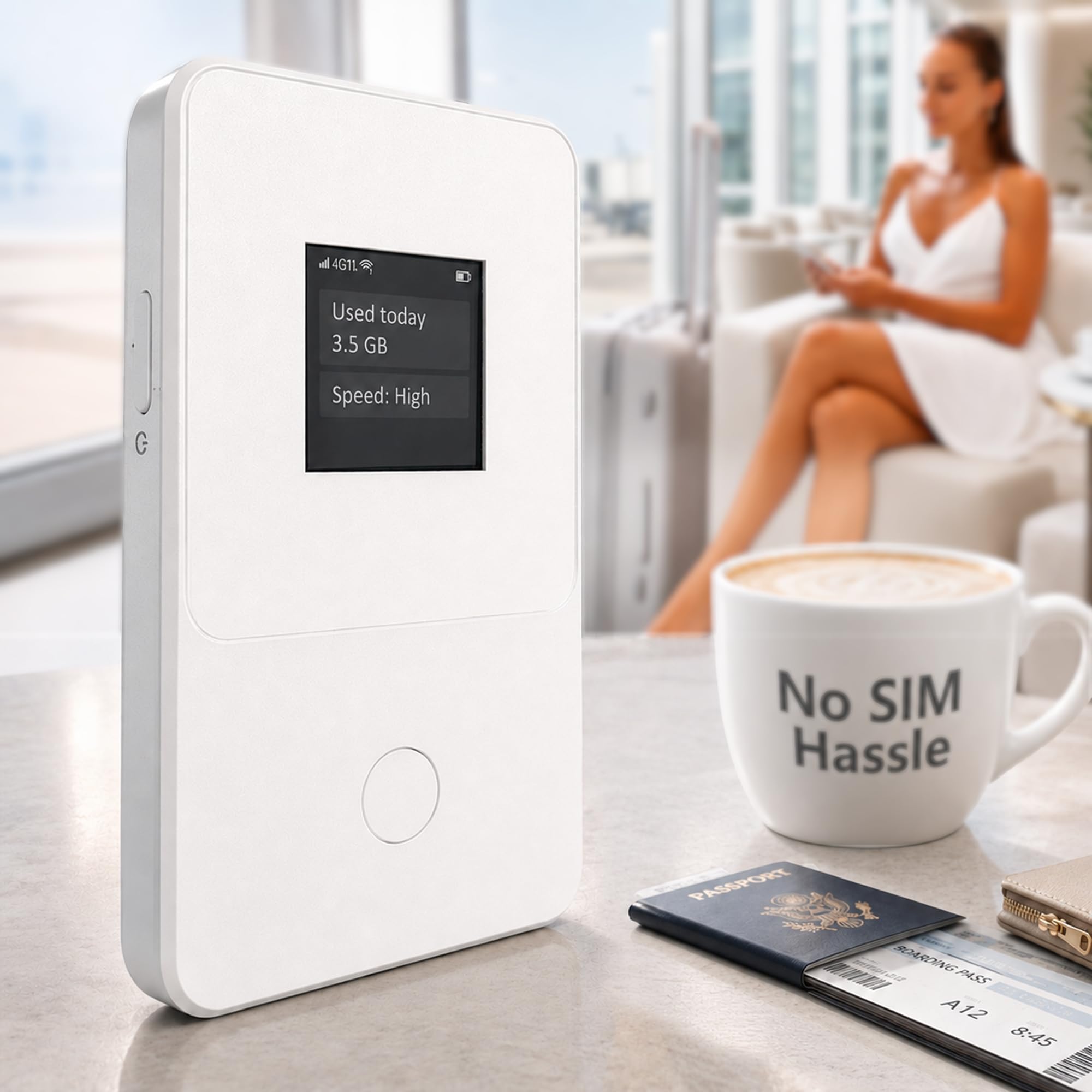 Hotspot WiFi portatile, nessuna scheda SIM necessaria, 10 GB UK & Europa dati inclusi, funziona in oltre 140 paesi, collega 8 dispositivi, Premium White 3500mAh 4G LTE Pocket WiFi per viaggi