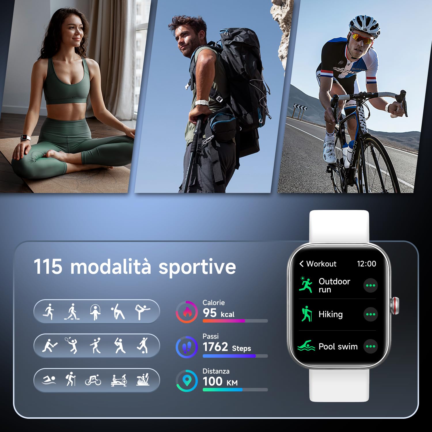 WMK Smartwatch Donna Orologio Fitness con Rispondere effettuare Chiamate Cardiofrequenzimetro Sonno Alexa AI SpO2 Contapassi-IP68 Smart watch con 110+ Sportive Giochi per iOS Android(Bianco)