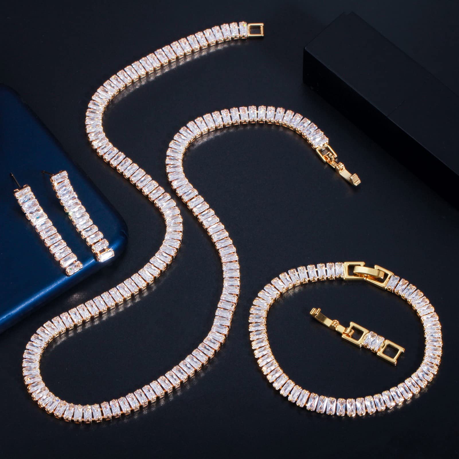 3 stück Farbe zirkonia Damen Party Hochzeit Braut kostüm schmuck Set zubehör Geschenk schmuck Sets