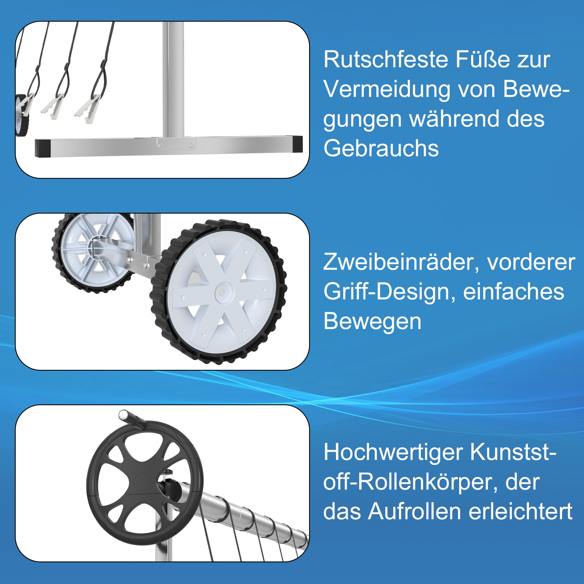 YRHome Premium Pool Aufroller 3m - 5,70m Mobiles Aufrollsystem für Solar- & Poolplanen