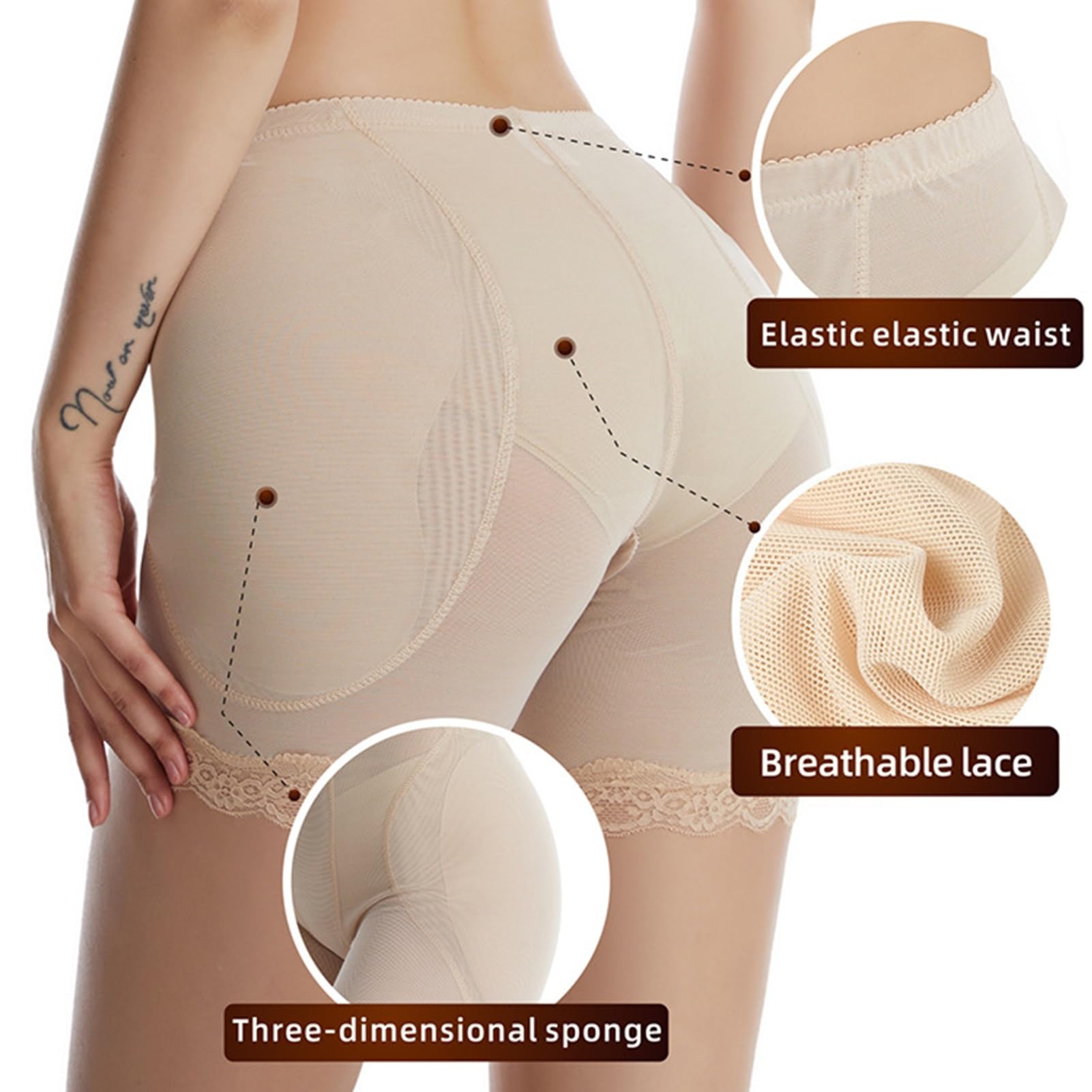MOCHAMIK Damskie wyściełane bokserki modelują Butt Enhancer majtki majtki kalesony bielizna podnosząca biodra dla kobiet
