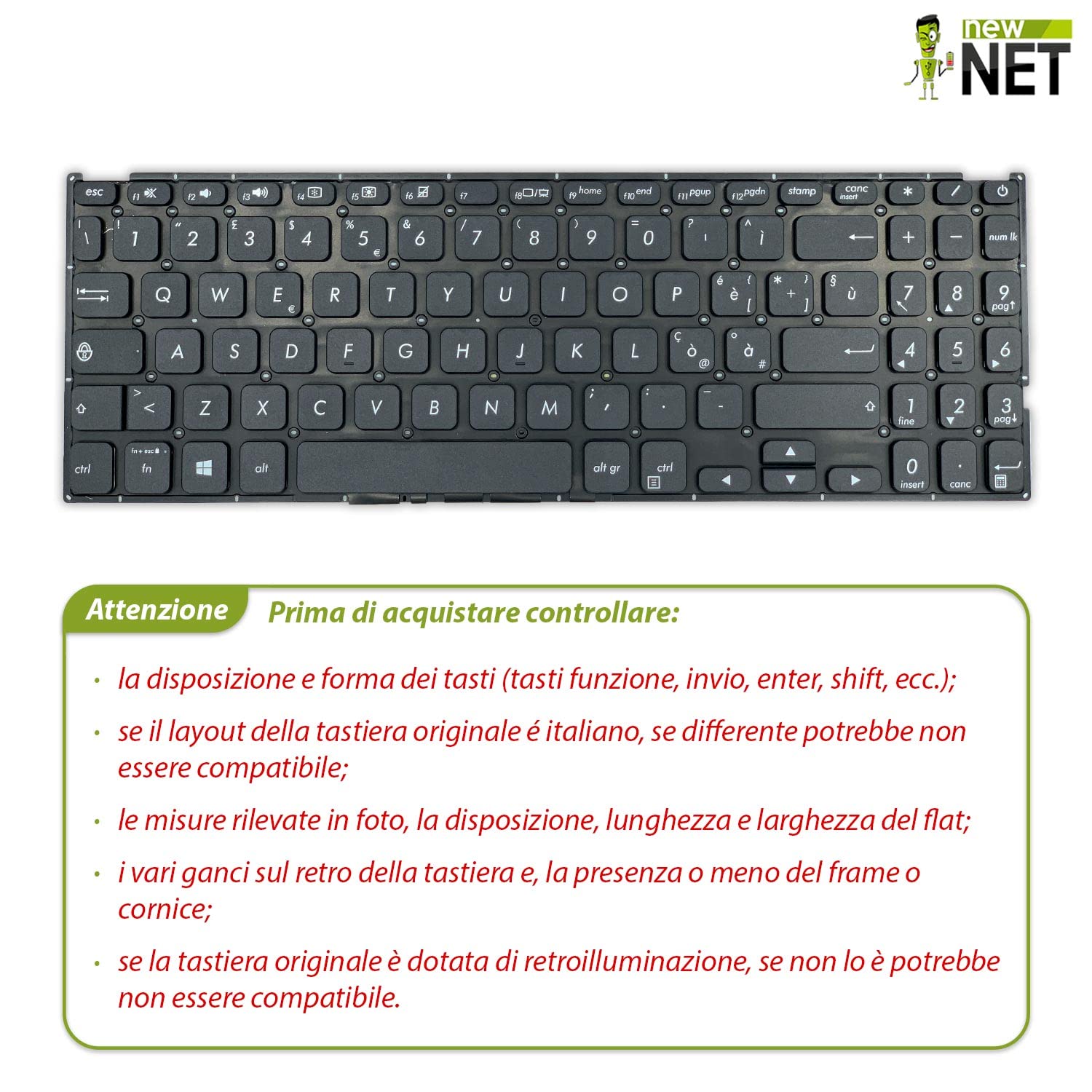 Tasti Singoli Della Tastiera AENJ2I00210 NJ2 Per Asus X55A - Foto 11