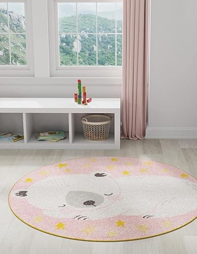 Miniatura 1 de Unique Loom Whimsy Kids Collection - Alfombra de área para la siesta (7 pies 10 pulgadas, redonda, rosanegro)