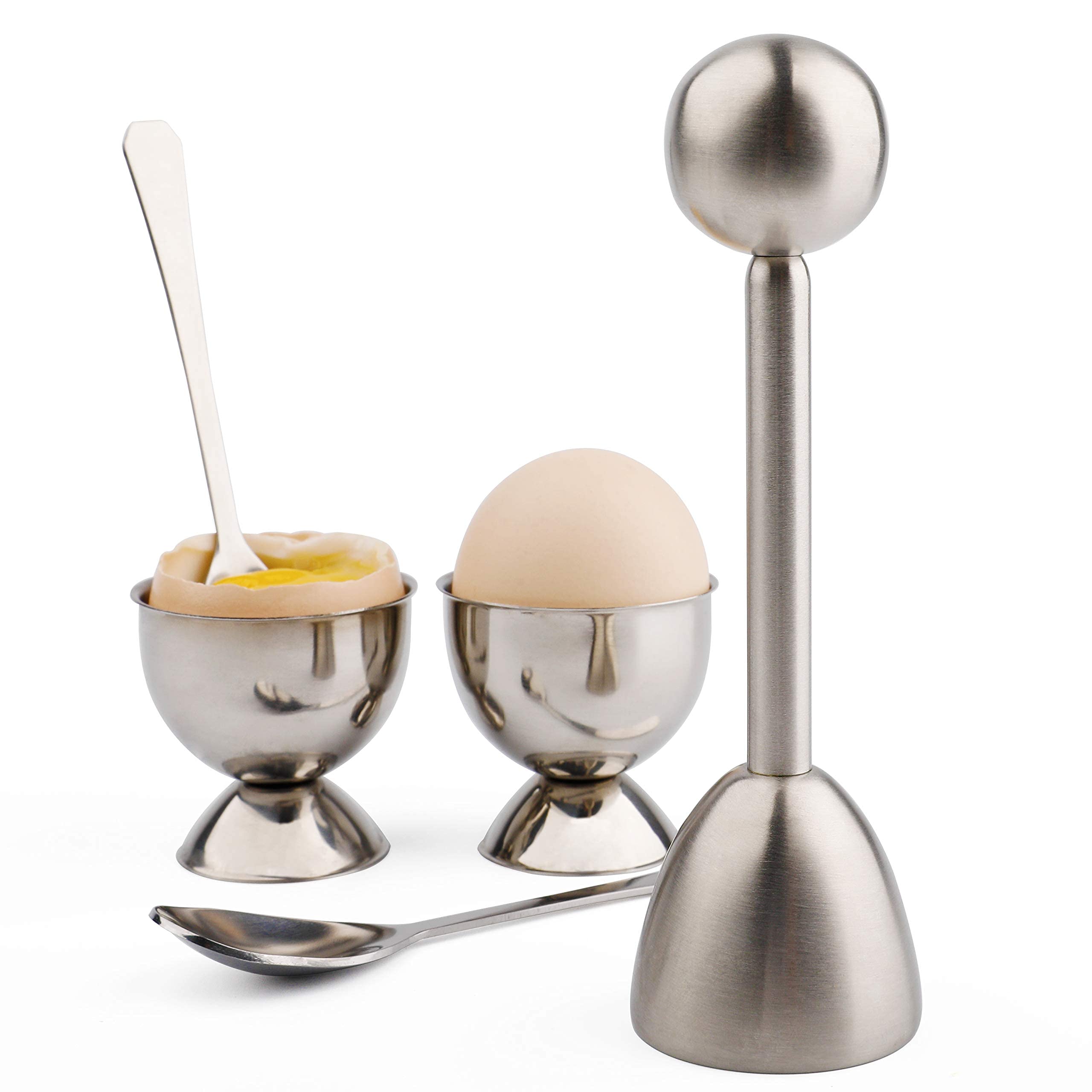 Ensemble Coupe-œufs En Acier Inoxydable - 5 Pièces (ouvre-œuf, 2 Coquetiers, 2 Cuillères) - Pour œufs à La Coque Parfaits - 5
