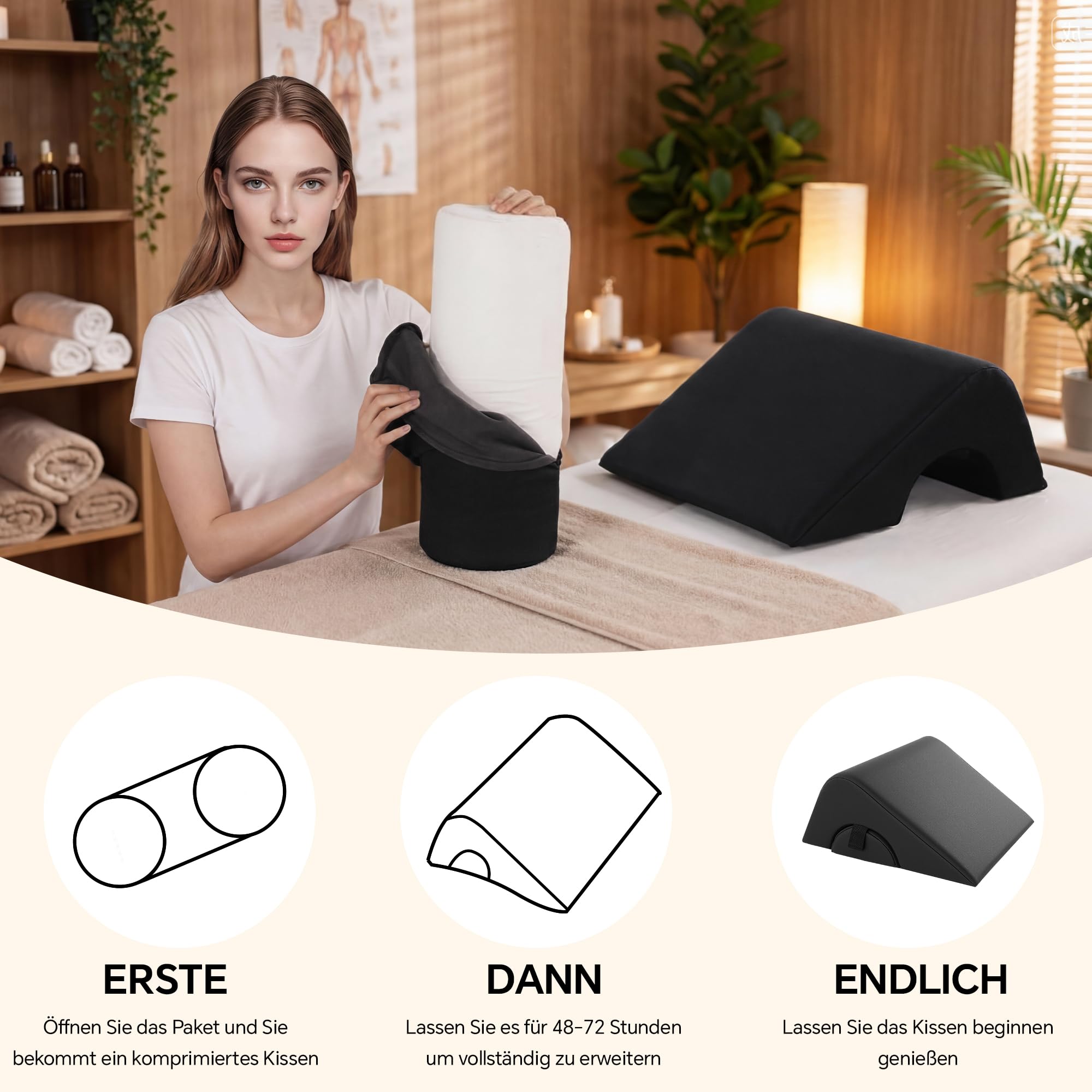 2-in-1 Beinlagerungskissen, ergonomisches Massagekissen für Knie & Beine, wasserdichtes Schaumstoff-Bolster mit Kunstlederbezug, für Massagetisch, Tattoo, Yoga & Zuhause
