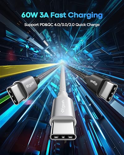 Miniatura 2 de etguuds Cable USB C a USB C de 10 pies, paquete de 3 cables PD de 60 W de carga rápida USB tipo C a tipo C para Samsung Galaxy S23 S22 S21 Ultra W23