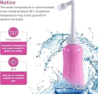 Vista 4 de FOOFOO Bidé Portátil de Viaje de Gran Capacidad 450ml (15oz) Personal de Mano Rosa