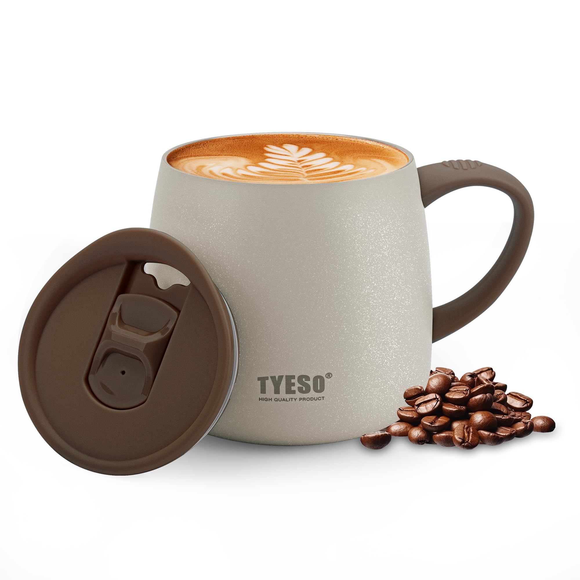 TYESO マグカップ 蓋付き 355ml セラミックコーティング 真空断熱 ス…