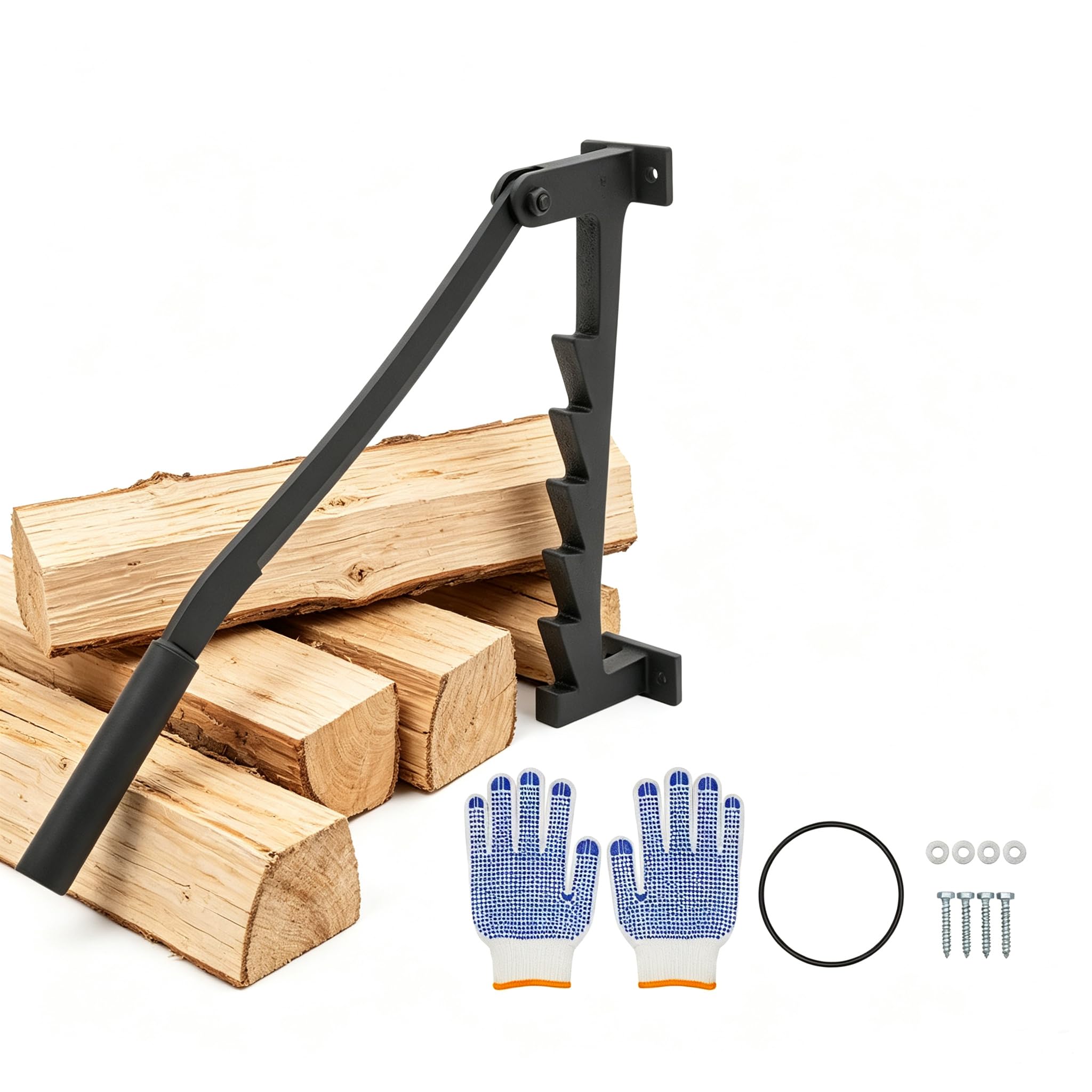 Fendeur de Bois Manuel Murale, Acier Moulé avec Peinture Noire