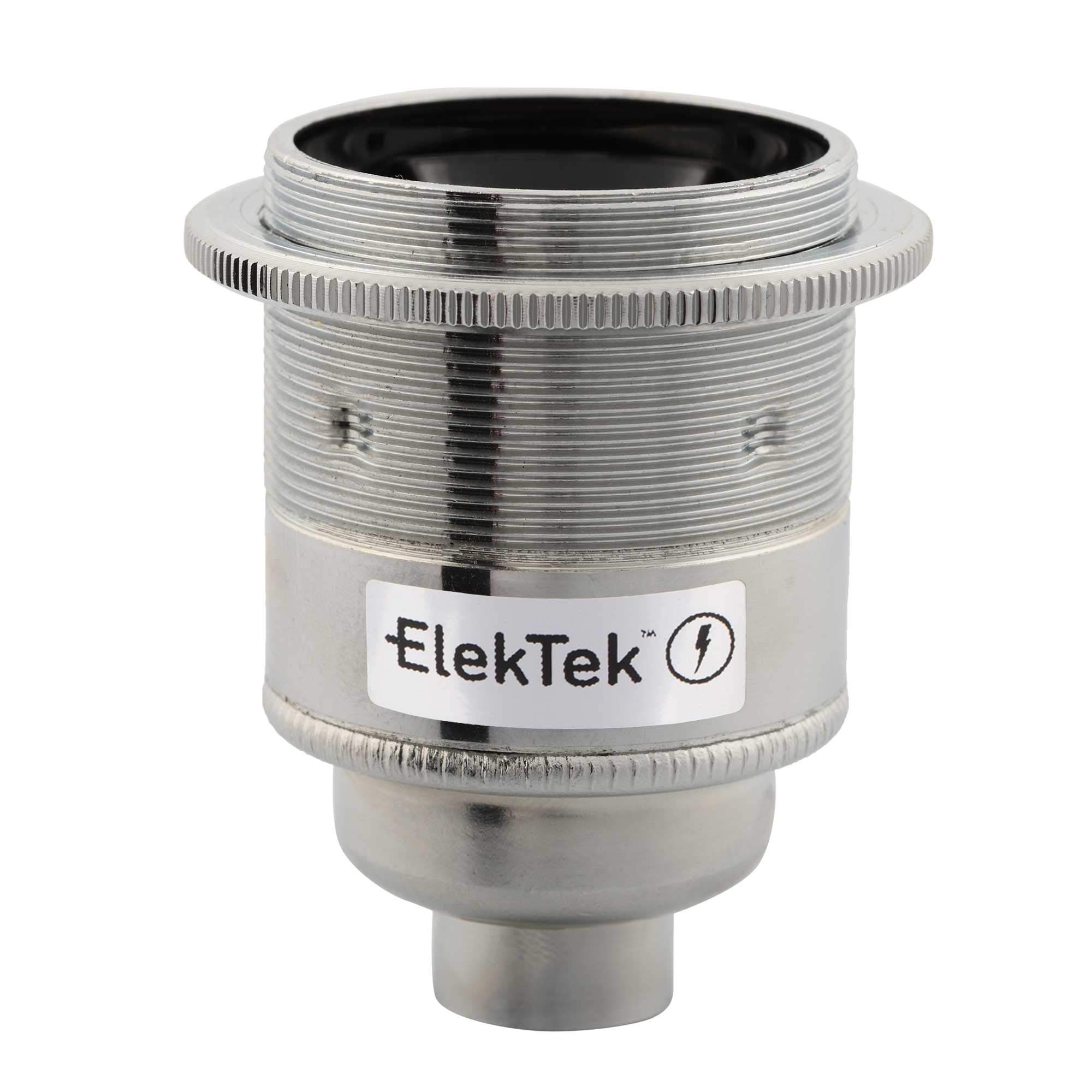 ElekTek ES E27 Lamp Bulb Holder With Shade Ring 1/2 Inch Entry Chrome Ideal for Vintage Filament Bulbs — image 1