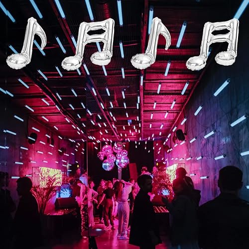 Miniatura 3 de Kawailay 20 globos de aluminio de Mylar para notas musicales, globos con temática musical, globos para fiesta de cumpleaños, baile, boda,