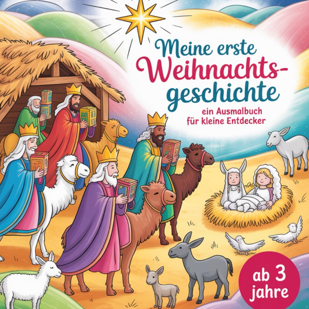 Meine erste weihnachtsgeschichte ein Ausmalbuch für kinder ab 3: Liebevolle Weihnachtsmotive zum Ausmalen | Fördert Kreativität, Motorik & Fantasie | Perfektes Geschenk für die Adventszeit