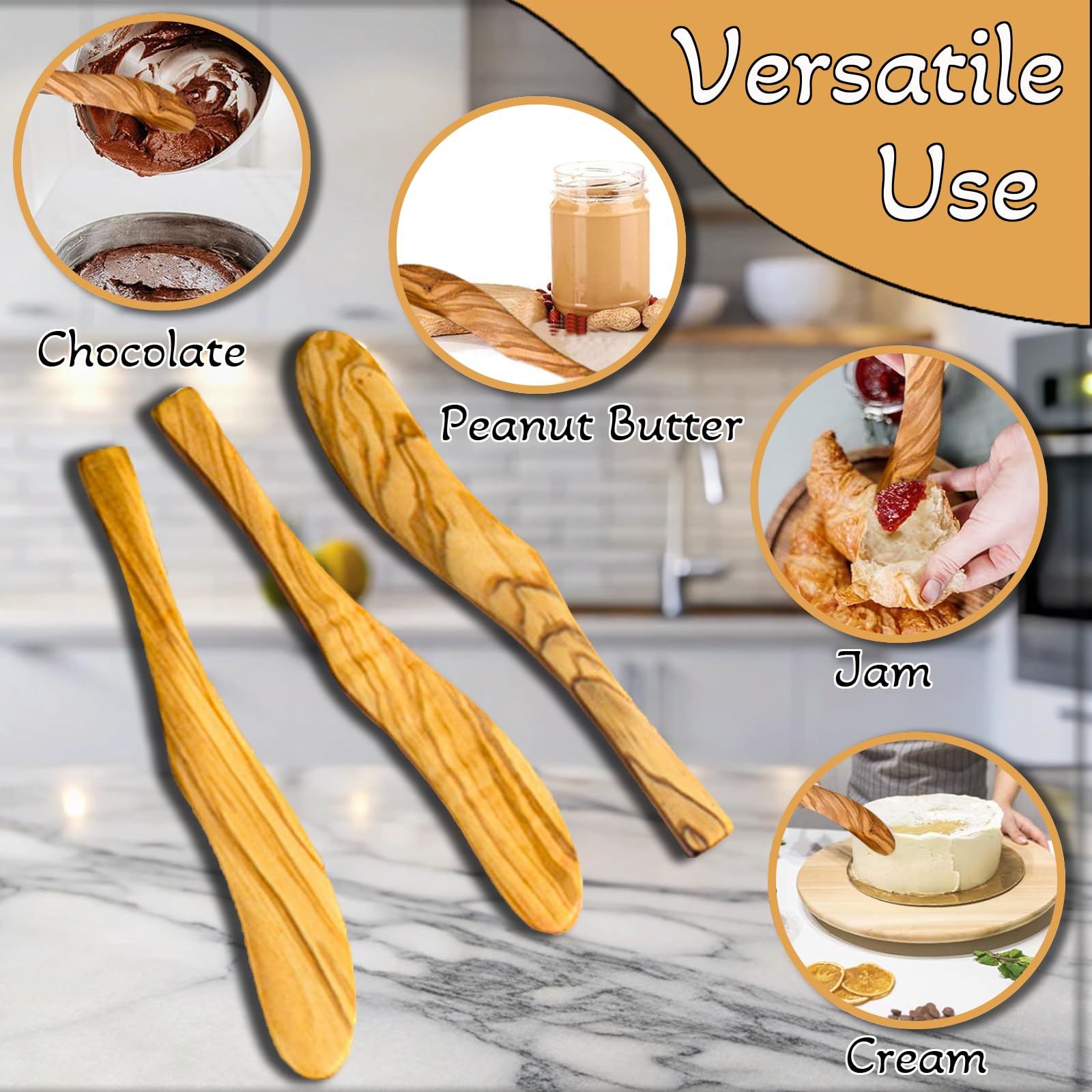 Handmade Olive Wood Butter Spreader Set -3