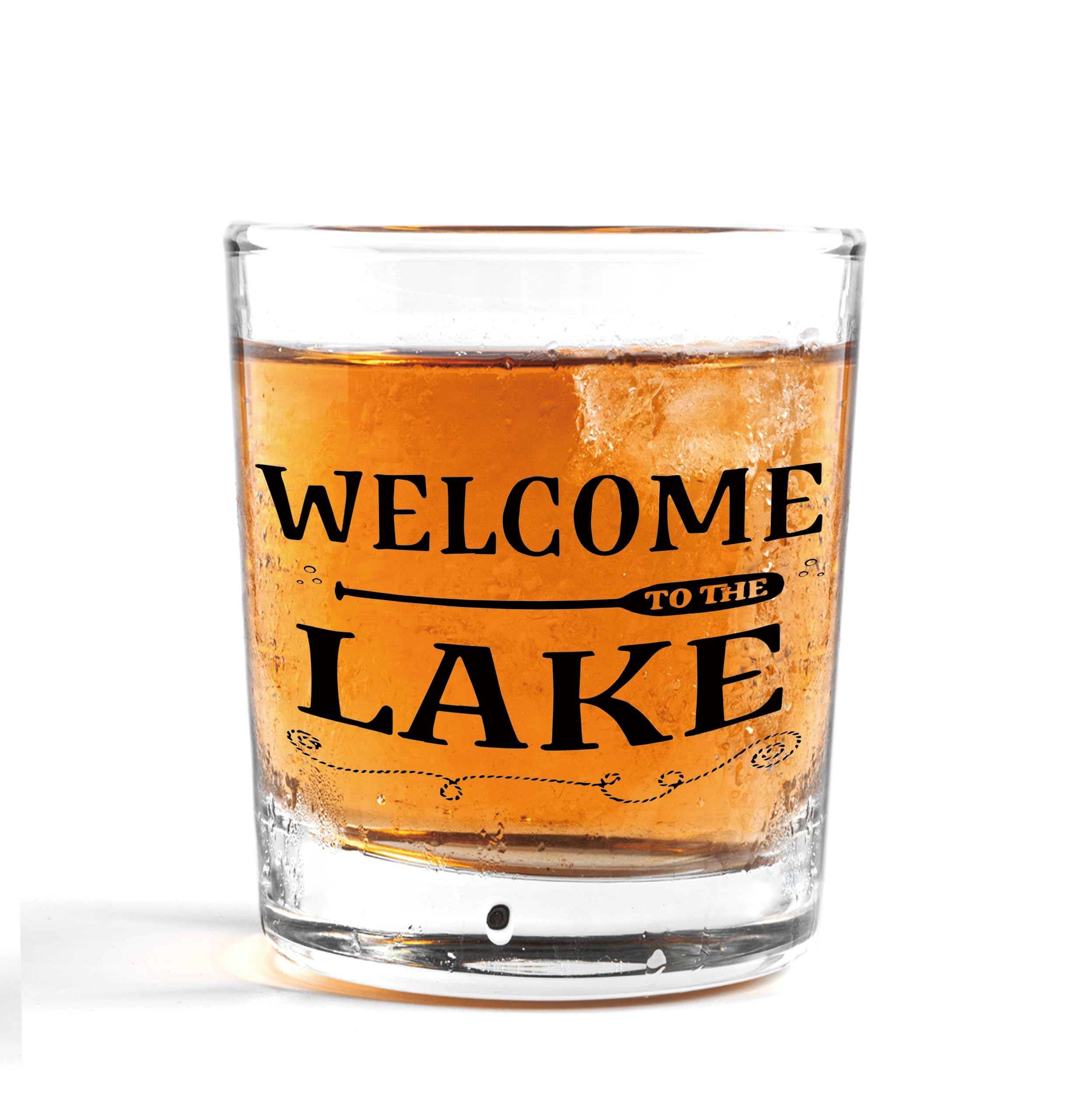 Nogrit Lake House Decor Gifts Whiskey Glasses 10 Oz,Welcome to the Lake, Funny Old Fashioned Rocks Glasses for Women Men Drinking Cocktail Scotch