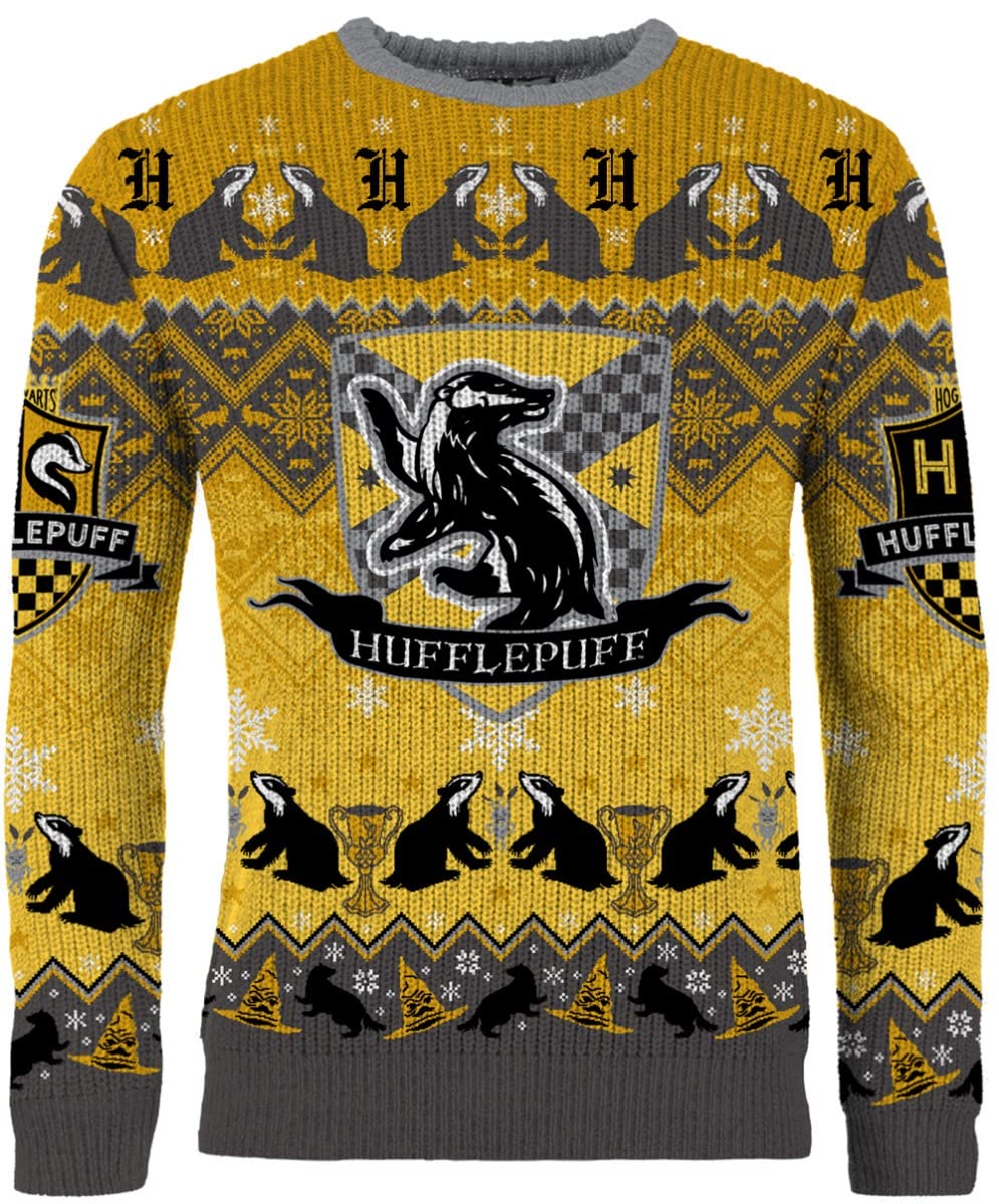 Harry Potter Hufflepuff Christmas Jumper for Women and Men Gift (Size: M)