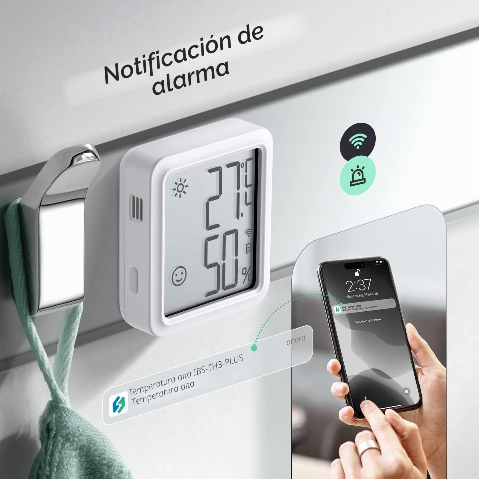 Inkbird Termómetro Higrómetro WiFi,IBS-TH3-PLUS Sensor Temperatura Interior WiFi con Pantalla LCD,App Soporta,Alerta y Almacenamiento Datos,Termómetro y Higrómetro Digital para Bodega, Invernadero
