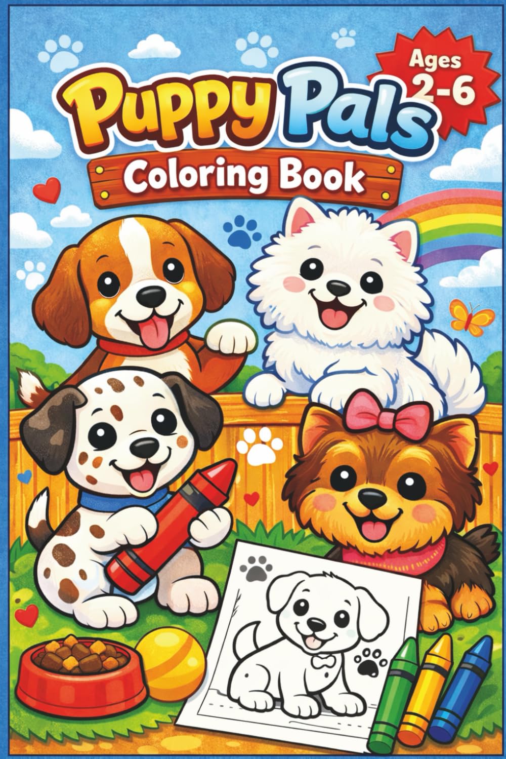 Puppy Pals Coloring Book for Kids Ages 2-6: 28 Cute and Easy Puppy Coloring Pages!: Adorable Dogs, Big Smiles & Fun for Little Artists