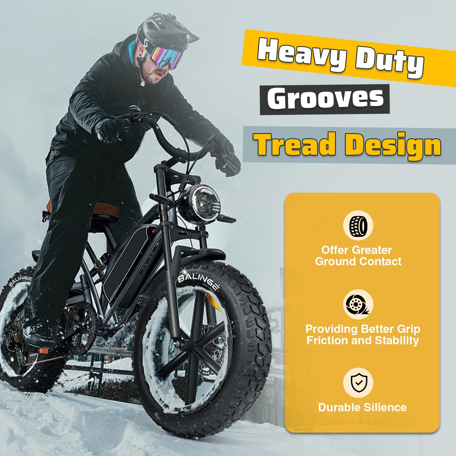 WEEROCK Pneumatici da 20/26 pollici Heavy Duty E-Bike 20/26 x 4.0, pieghevoli, Fat Tire Fat Tire Fat Tire per bici elettrica/mountain bike da neve