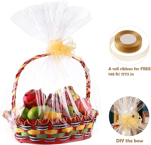 Miniatura 2 de Paquete de 50 bolsas grandes de celofán transparente de 24 x 30 pulgadas, bolsas de regalo de plástico resistente para regalos, artes, manualidades,