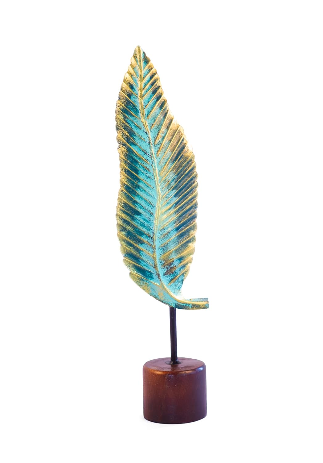 Buy Kezevel Metal Leaf Table Decor Artiistic Big Leaf Figurines Statue of Golden Blue Finish
