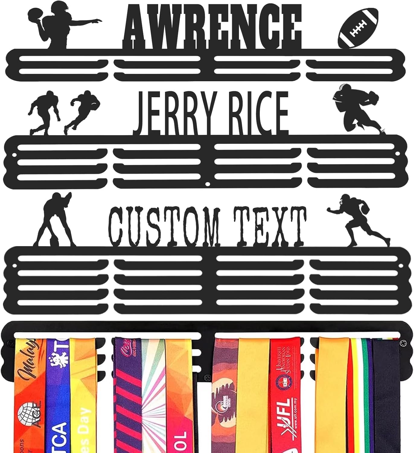 Goutoports Personalized Medal Hanger Display Holder Tiered Award Rack - Custom Text Color and Images for Athletes Easy to Install