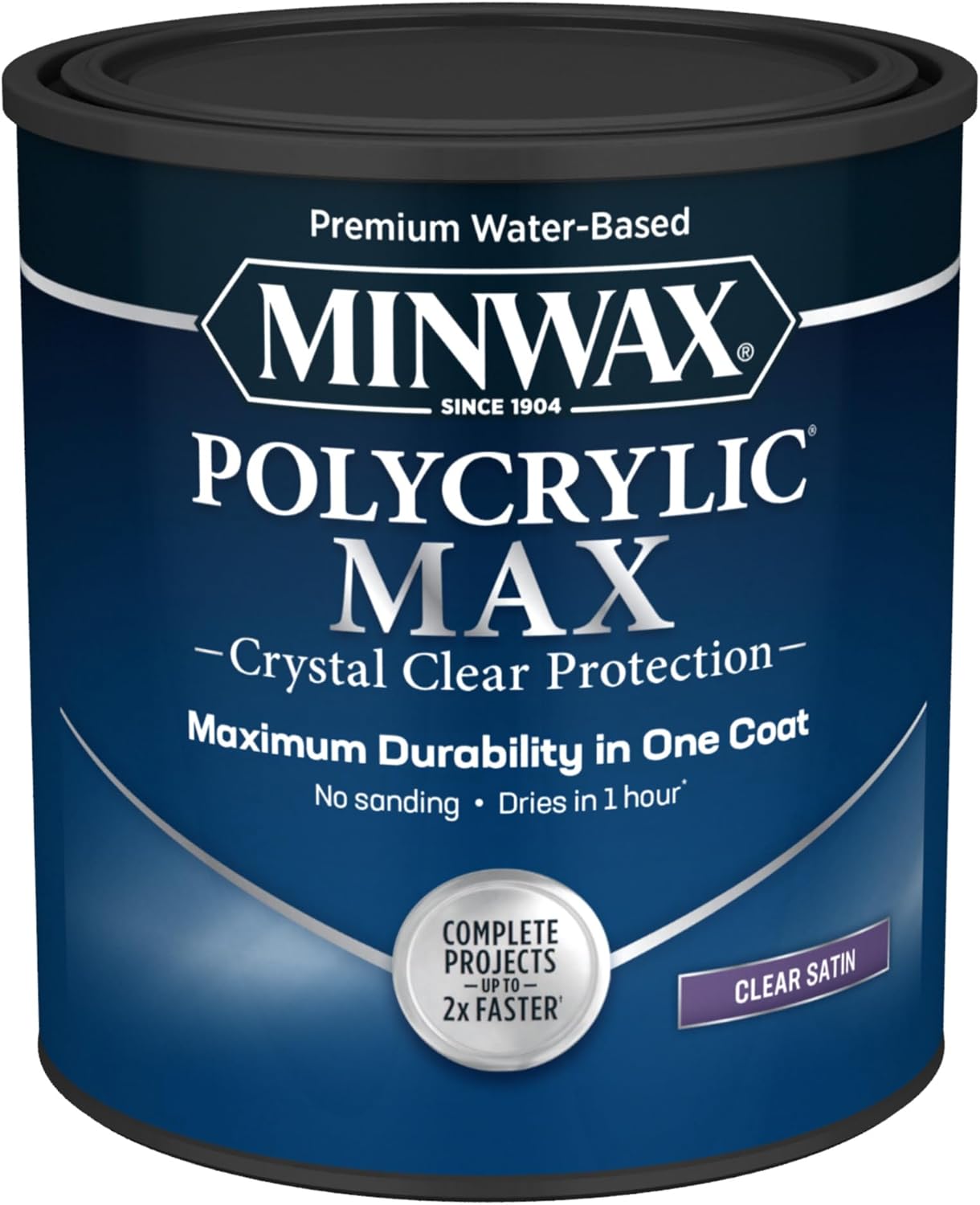Minwax Polycrylic Max, Satin, Clear, 1 Quart, 611115555