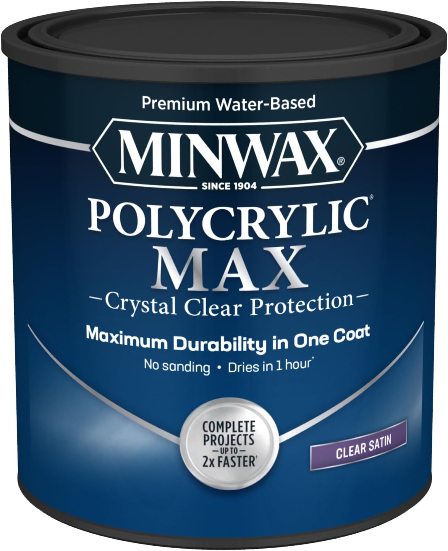 Minwax Polycrylic Max, Satin, Clear, 1 Quart, 611115555
