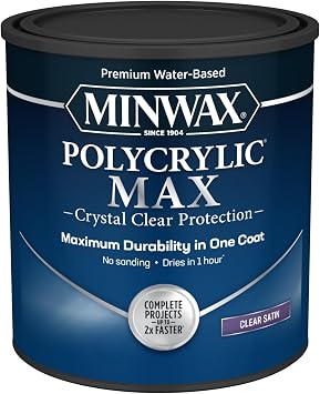Minwax Polycrylic Max, Satin, Clear, 1 Quart, 611115555
