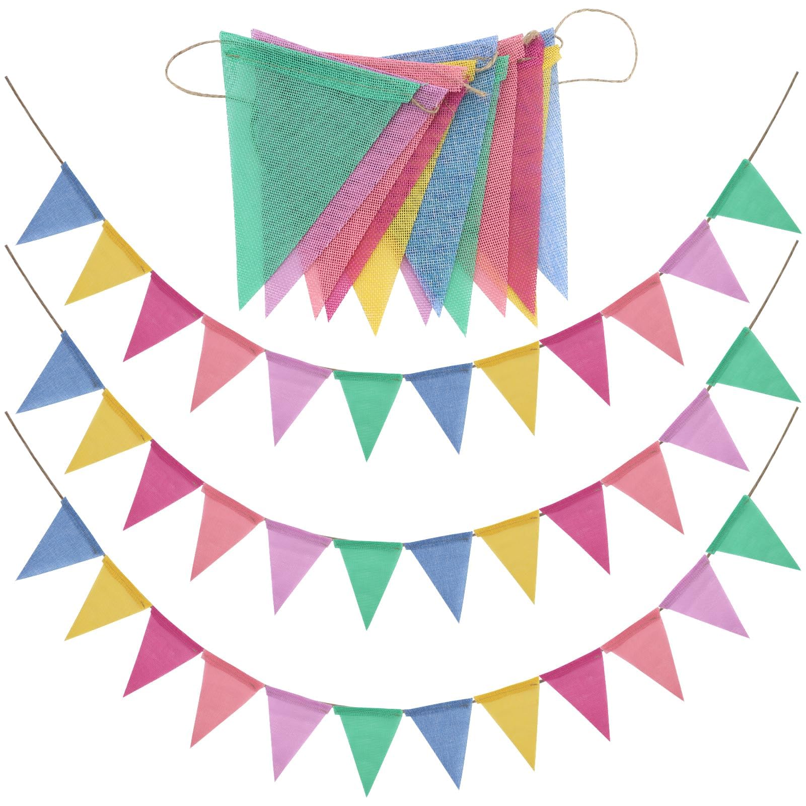 4 piezas–32M Banderines de tela pastel arco iris banderines al aire libre impermeable para cumpleaños, primavera, Pascua, aula, escuela, jardín, festival, carnaval, graduación, interior, guirnaldas