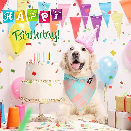 Miniatura 4 de Gofshy Bandana de Navidad para perro, bufanda para perros grandes, color rojo y azul, estampado a cuadros, ajustable, accesorios para perros