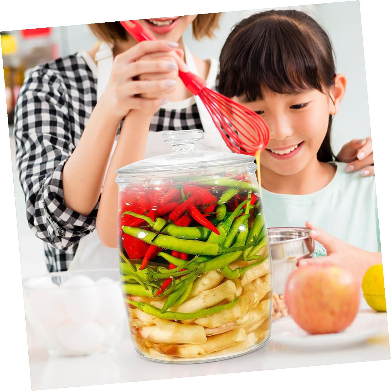 NUOBESTY Barattolo Ermetico in Vetro per Conservare Sottaceti e Alimenti Contenitore Trasparente Riutilizzabile con Chiusura Sicura per Fermentazione Casalinga e Conservazione Alimentare