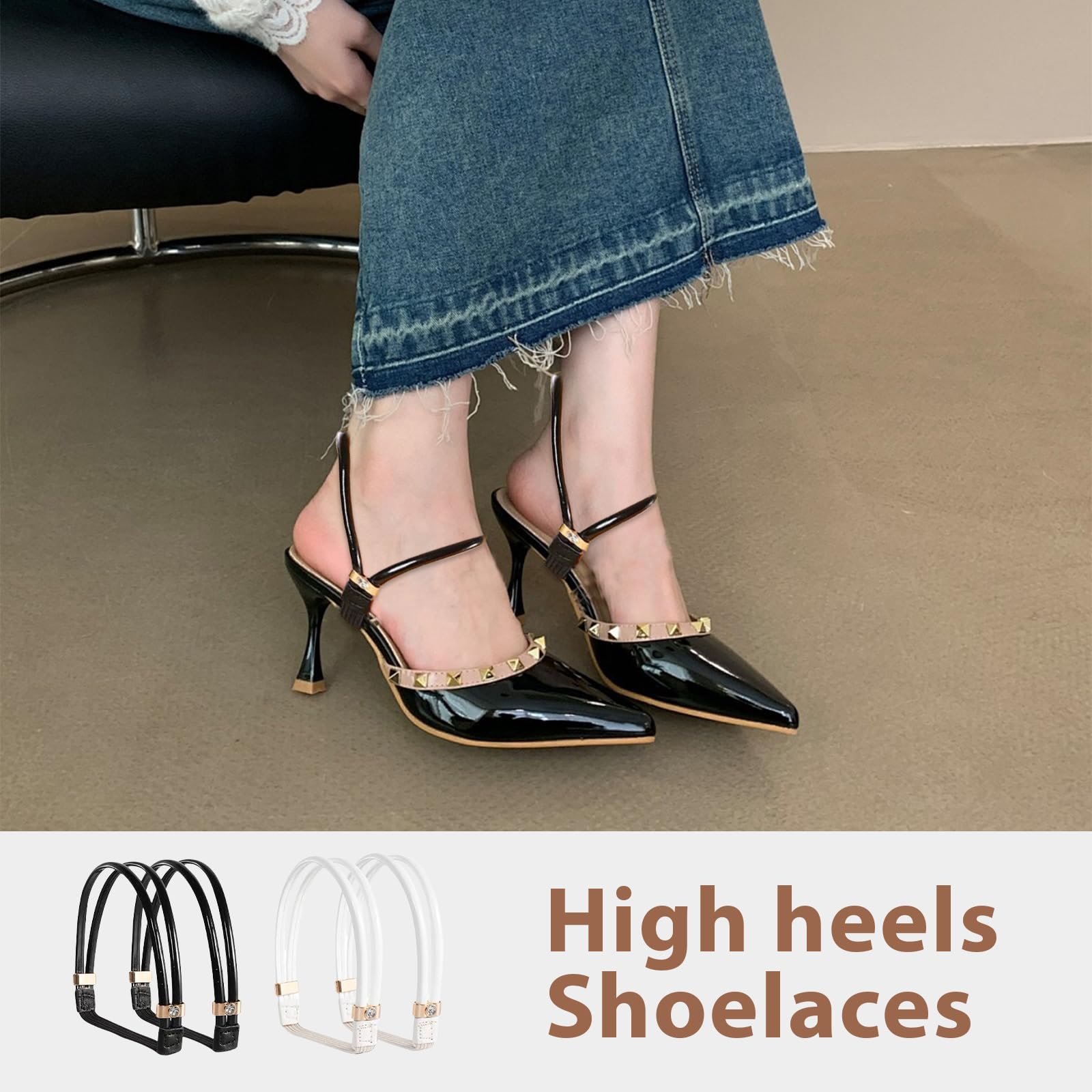 Cinturini Per Tacchi Alti Con Fibbia E Perle – Antiscivolo, Regolabili, Per Cerimonie E Scarpe Eleganti (1 Paio + 2 Adesivi)