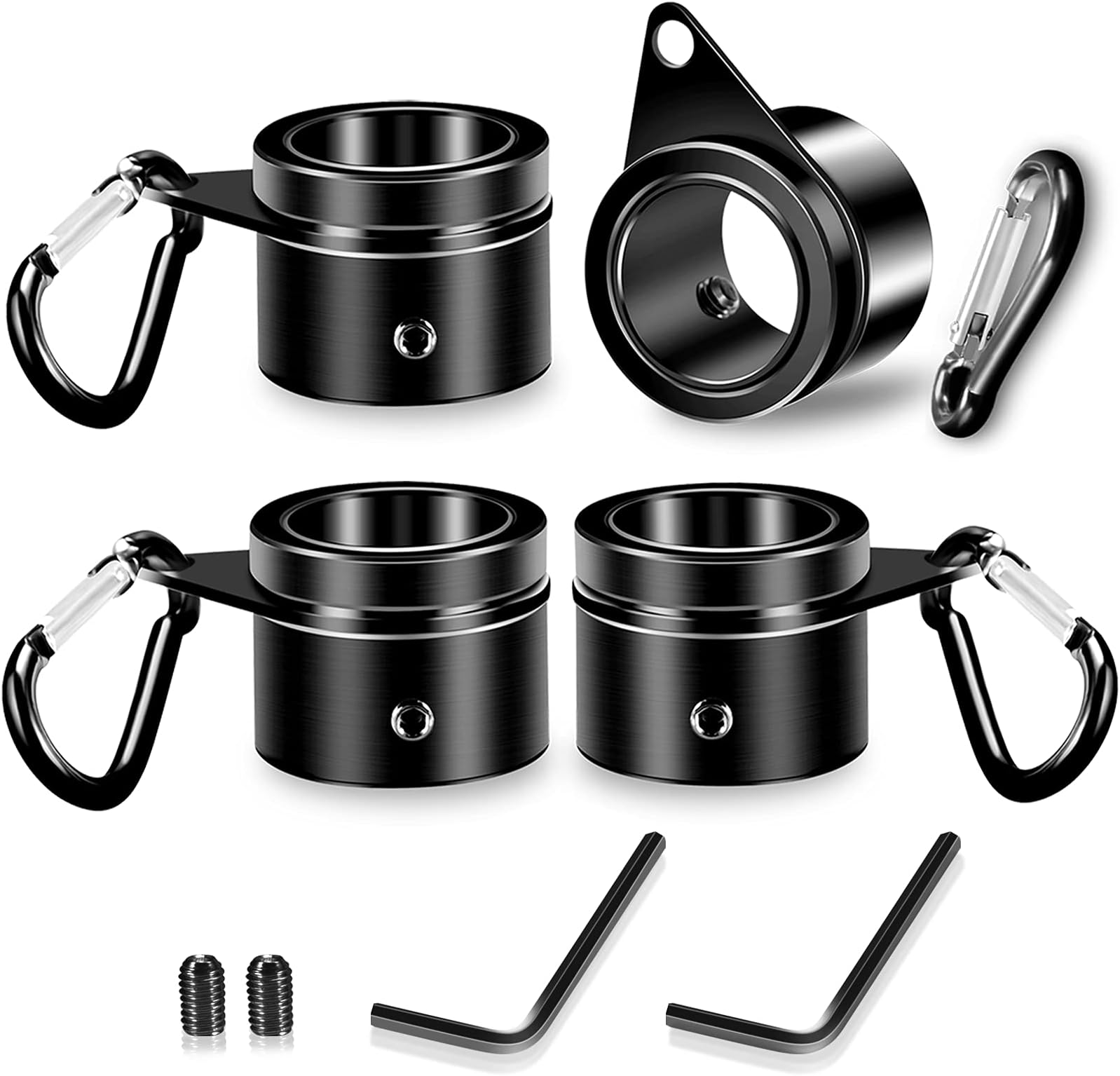 REERON 1" Flag Pole Rings Clips 360° Rotating Flagpole Swivels Clips Flag Mounting Rings - Aluminum Alloy Anti Furling Flagpole Rings Flag Parts Kit for 0.75-1.02 Inch Diameter Pole (Black - 4PCS)